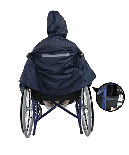 KMINA - Poncho de Lluvia para Silla de Ruedas (Forro Interior Térmico), Chubasquero Silla de Ruedas Impermeable, Capa para Silla de Ruedas con Forro, Poncho Impermeable Silla de Ruedas con Cremallera