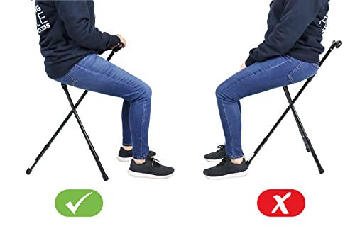 KMINA PRO - Bastones para Mayores con Silla (Altura Regulable), Bastón Silla Plegable Adulto Mayor, Bastón con Asiento Plegable 3 Patas, Silla Bastón Plegable Aluminio, Bastón con Silla para Caminar