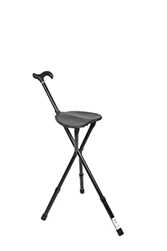 KMINA PRO - Bastones para Mayores con Silla (Altura Regulable), Bastón Silla Plegable Adulto Mayor, Bastón con Asiento Plegable 3 Patas, Silla Bastón Plegable Aluminio, Bastón con Silla para Caminar