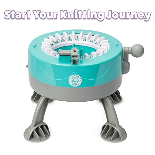 Knitting Circle Station for Kids | Kit de Manualidades para niños para Principiantes, máquina de Tejer pequeña, Guantes de Punto, Sombreros y Bufandas con Hilos de Dos Colores