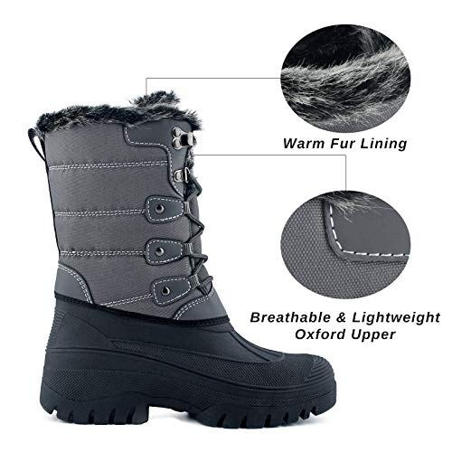 Knixmax Botas de Nieve para Mujer Botas de Invierno Forro Térmico Impermeables Antideslizante Cómodo Zapatos de Invierno Gris Sscuro EU40