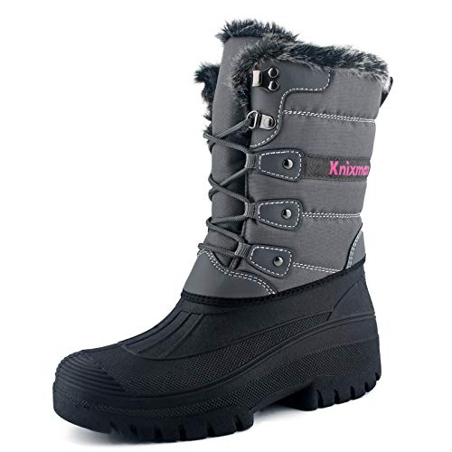 Knixmax Botas de Nieve para Mujer Botas de Invierno Forro Térmico Impermeables Antideslizante Cómodo Zapatos de Invierno Gris Sscuro EU40