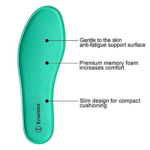 Knixmax Plantillas Memory Foam para Zapatos de Mujer y Hombre, Plantillas Confort Amortiguadoras Cómodas y Flexibles para Trabajo, Deportes, Caminar, Senderismo, EU37 Verde