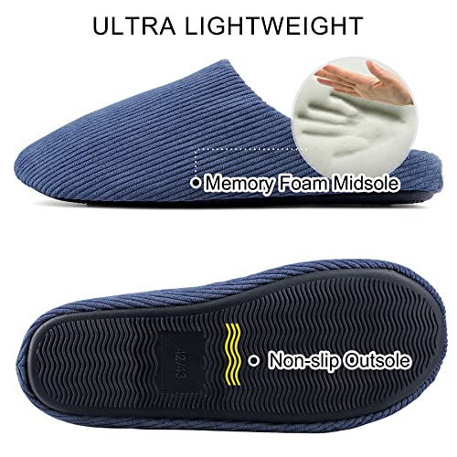 Knixmax Zapatillas de Estar por Casa Hombre y Mujer Algodón Pantuflas Cómodo y Suave para Hotel Viaje Azul Marino 42-43