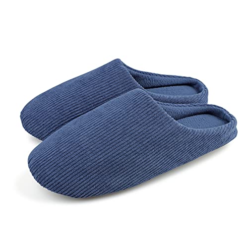 Knixmax Zapatillas de Estar por Casa Hombre y Mujer Algodón Pantuflas Cómodo y Suave para Hotel Viaje Azul Marino 42-43