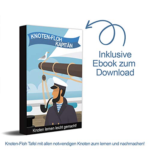 Knoten-Floh Knotungsset Kapitn XXL - Nodo Aprendizaje para SBF See Barco & Bomberos, dispositivo de ejercicio de nudos incluye panel de nudos e instrucciones