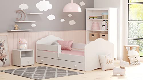 KOBI Cama para Niños con Colchon y cajón FALA | 160 x 80 cm | Camas Infantiles Blanco | Cama Niño | Cama Pequeña Niña | para Chica o Chico | Muebles Camas Infantiles | Habitación Juvenil