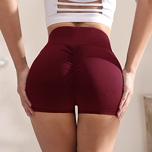 KOEMCY Pantalones Cortos Deportivos para Mujer Leggins Shorts Mallas Elásticas Leggins con Bolsillos Running Pantalones Cortos de Yoga para Fitness Deporte Pilate (as4, Alpha, jaspo_s, Rojo, S)