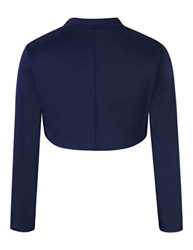 KOJOOIN Mujer Bolero Elegante Torera Cardigan Manga de 9/10 Fiesta Mujer Shrug Azul Marino M