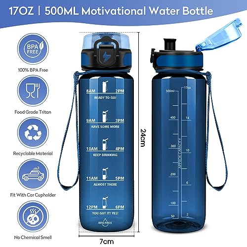 KollyKolla Botella de Agua 500ml, para Deporte, Cantimplora Infantil sin BPA & Prueba de Fugas, Reutilizable, Garrafa para Niños, Colegio, Camping, Oficina, Bicicleta