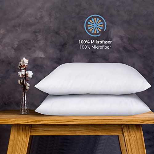 Komfortec Almohada de 50 x 75 cm, Juego de 2 Unidades, Relleno de Almohada de 800 g con Costura Interior (Blanco)