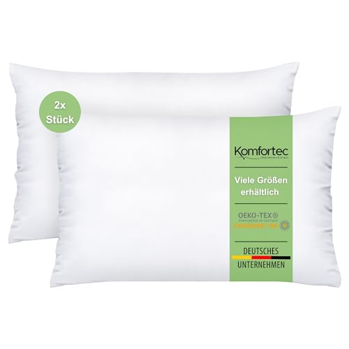 Komfortec Almohada de 50 x 75 cm, Juego de 2 Unidades, Relleno de Almohada de 800 g con Costura Interior (Blanco)