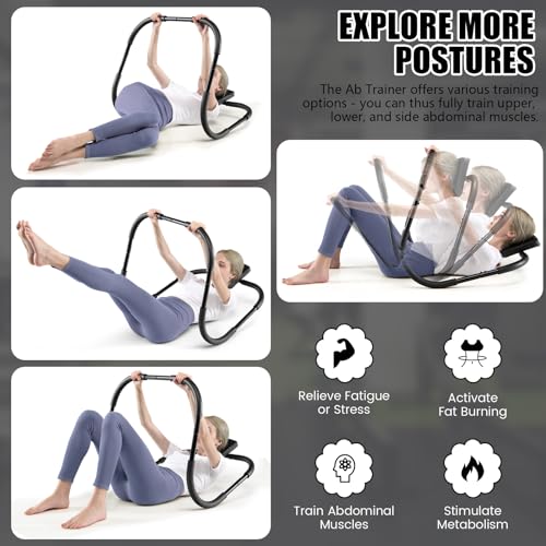 KOMFOTTEU AB Trainer - Aparato de abdominales con reposacabezas acolchado, entrenamiento para culturismo, carga de 100 kg, material deportivo en casa, acero y espuma (Negro)