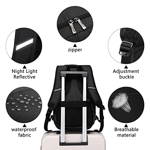 Kono Mochila 40x20x25 Bajo Asiento Ryanair Cabina de Vuelo Bolsa de Viaje Equipaje de Mano Bandolera 20L (Negro)