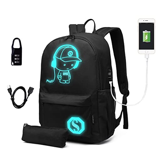 Kono Mochilas Escolares Mochilas Tipo Casual Mochila Universitaria Adolescente Mochila Colegio Impermeable Ligera Unisex Mochila Instituto Grande Mochila Portátil 15,6 Pulgada Anime Luminoso Daypack