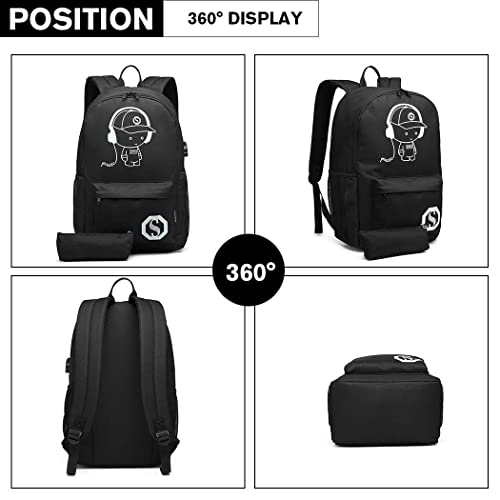 Kono Mochilas Escolares Mochilas Tipo Casual Mochila Universitaria Adolescente Mochila Colegio Impermeable Ligera Unisex Mochila Instituto Grande Mochila Portátil 15,6 Pulgada Anime Luminoso Daypack