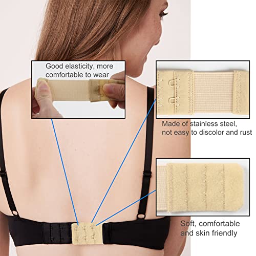 KOSHIFU 9 Piezas Extensor Sujetador 2 Ganchos Alargador Sujetador Espalda Extensor de Sujetador de Mujer Adaptador Sujetador para Todos los Sujetadores Negro Blanco Beige