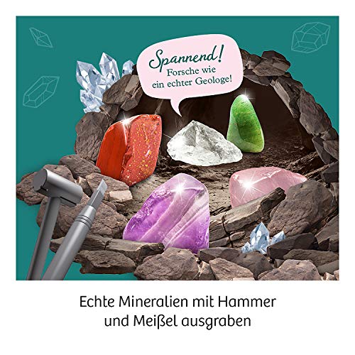 Kosmos- Minerales Grabe echte Mineralien selbst aus mit Hammer und Meißel Kit de experimentos para niños a Partir de 7 años, Color Mehrfarbig (657901)