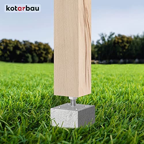 KOTARBAU® Juego de 4 soportes para postes, 80 x 80 mm, altura regulable de 90 a 150 mm, galvanizado, para atornillar, base de apoyo, base de suelo, base de hormigón, regulable