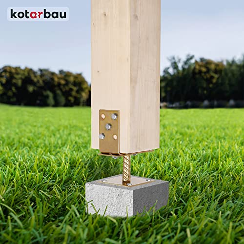 KOTARBAU® Soporte de Poste en U 0-160 mm Soporte para Postes Ajustable Soporte Regulable para Atornillar Soporte en U Base Poste Madera Anclaje Suelo Atornillable Acero Galvanizado