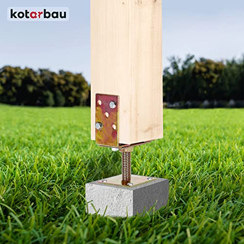 KOTARBAU® Soporte de Poste en U 80-120 mm Soporte para Postes Ajustable Soporte Regulable para Atornillar Soporte en U Base Poste Madera Anclaje Suelo Atornillable Acero Galvanizado