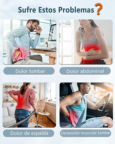 Kouric Electroestimulador Abdominal/Lumbar, para Aliviar el Dolor y Aliviar la Fatiga, con Función EMS/Calefacción/Masaje, Cinturón de Masaje, 16 Niveles de Intensidad, Regalo Mujer/Hombre(Blanco)