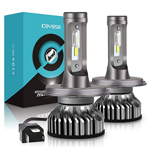 KOYOSO H4 LED Bombillas Coche,10000LM Xenon Blanco 6000K para 12V Auto, 2 Lámparas