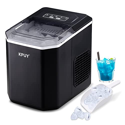 KPUY Máquina de hielo autolimpiable para encimera, para hogar, 9 cubitos listos en 6-13 minutos, 12 kg en 24 horas, máquina portátil para hacer cubitos de hielo para cocina/oficina.