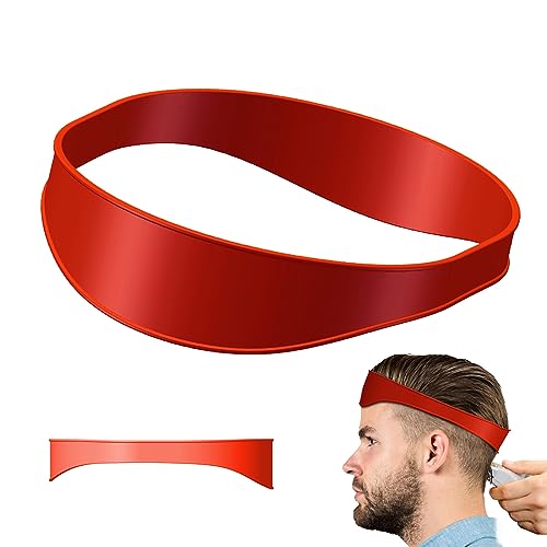 KQNM Banda De Corte De Pelo De Silicona Curvada Cinta De Silicona Curvada Para Cortar El Pelo Guías De Recorte De Cabello Plantillas De Silicona，Banda De Barbero(Rojo)