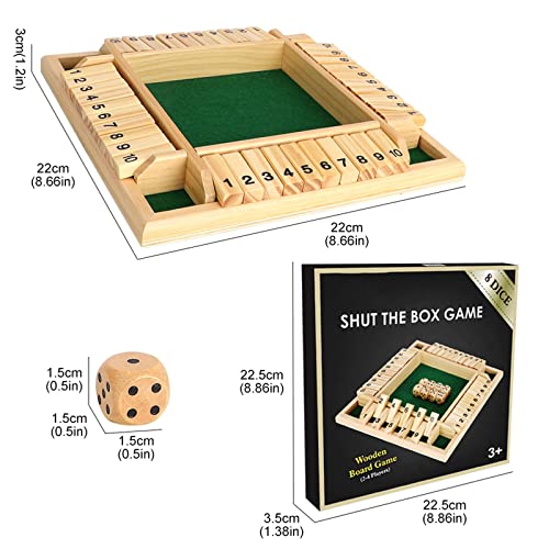 kramow Shut The Box Juego de Mesa para familias Juego Educativo para niños Juegos de Madera y Dados para Jugadores de Party