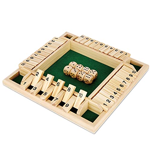 kramow Shut The Box Juego de Mesa para familias Juego Educativo para niños Juegos de Madera y Dados para Jugadores de Party