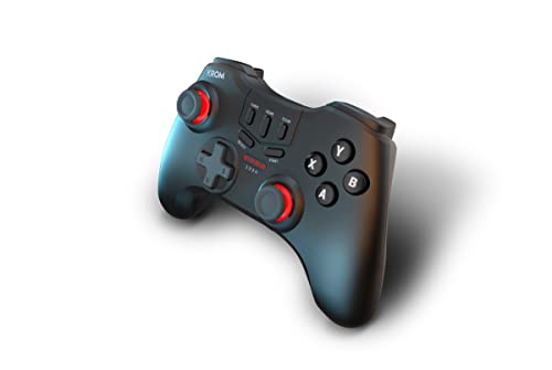 KROM Gamepad KENZO -NXKROMKNZ- alambrico e inalambrico, diseñado para competicion, botones configurables, PC, SWITCH, ANDROID, IOS, PS3, PS4, Soporte Smartphone, Negro