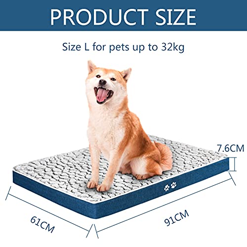 KROSER Almohadilla para Perros y Gatos,Colchoneta Reversible, Colchón Duradero y Elegante Almohada 91cm Antideslizante y Impermeable, Lavable a Máquina Cama para Mascotas Grandes hasta 32kg