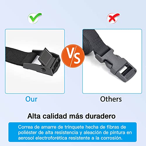 Kshineni Correa de Amarre, 4 Piezas Cinchas de Amarre con Correas Tensoras de Presión 2,5 m x 25 mm para Portaequipajes de Coche, Portabicicletas, Surf, Bicicleta