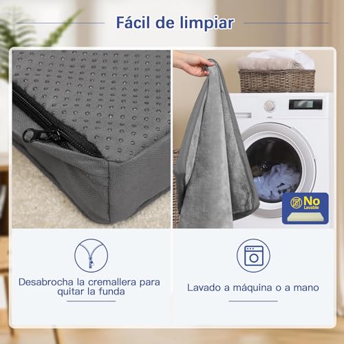 KSIIA Camas Perro Ortopédica Grande, 90x55cm, Cama para Perros L, Colchon Cojín Colchoneta Perro Desenfundable, Cama Mascota Lavable a Máquina Relleno Grueso Fondo Antideslizante Dog Bed, Gris Oscuro