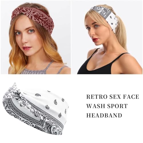 KSIUW Diadema Ancha Mujer - 4 pcs Pañuelos Cabeza Elastica Deportiva Turbantes Nudo Hippie Fiesta Bandana Cinta Bohemia para el Cabello, Diademas para Turbante para El Maquillaje