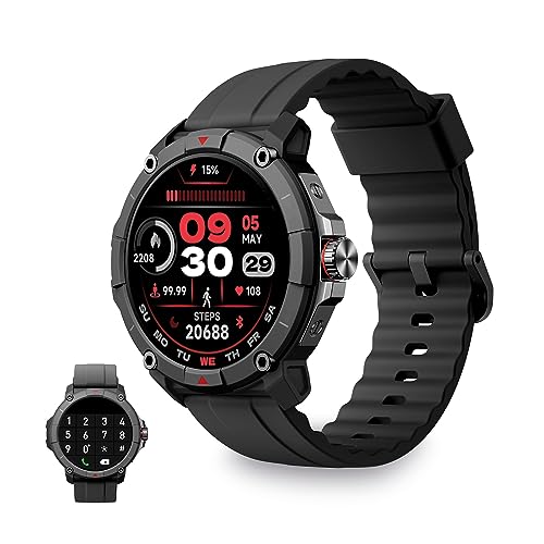 KSIX Compass Reloj Inteligente Deportivo con GPS, Llamadas, Notificaciones, Asistente Voz, Pantalla Táctil, Sumergible, Modo Deporte, Control Salud y Sueño, Negro