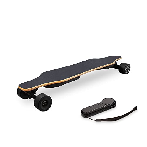 KSIX Longboard eléctrico, Control Remoto, Doble Hub Motor 450W, Batería de Litio, 25km/h, Madera de Arce y bambú