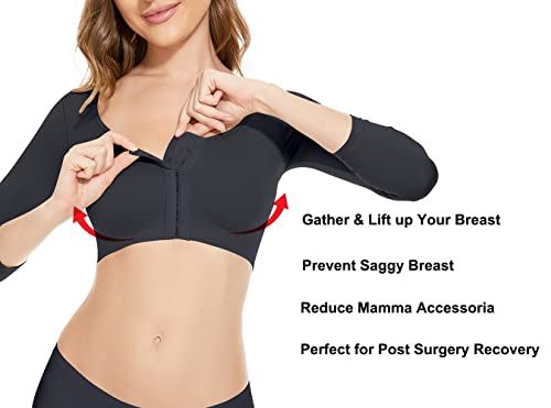 KSKshape Formador de Brazo para Mujer después de la Cirugía con Mangas de Compresión Faja Moldeadora para Mujer, Corrector de Postura,Negro,S