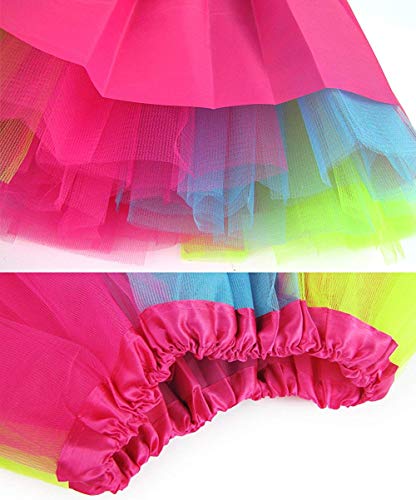 Ksnnrsng Tutu Falda de Mujer Faldas de Tul 50's Short Ballet 3 Capas de Baile para Vestirse Danza (Arcoiris)