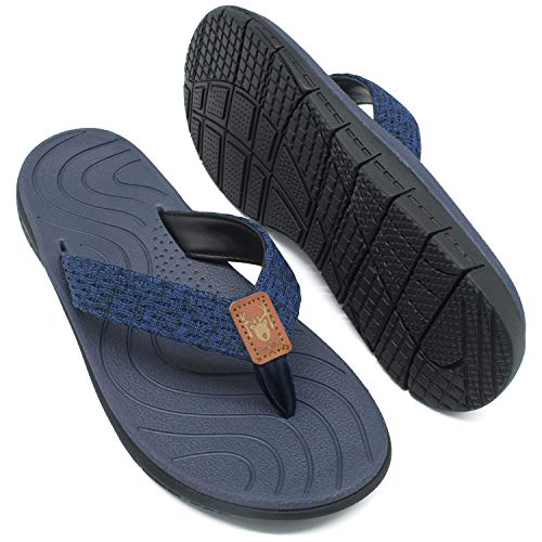 KuaiLu Chanclas Mujer Verano Playa Piscina Cuero y Tela Flip Flops Señoras Comodas Piel Planas Caminar Sandalias De Dedo Antideslizante Yoga-Espuma Chancletas Azul 40