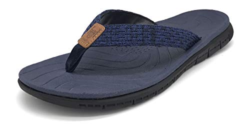 KuaiLu Chanclas Mujer Verano Playa Piscina Cuero y Tela Flip Flops Señoras Comodas Piel Planas Caminar Sandalias De Dedo Antideslizante Yoga-Espuma Chancletas Azul 40