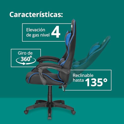 KUBO Silla de Gaming Ergonómica, Azul, One Size