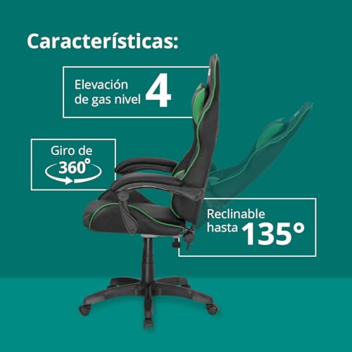 KUBO Silla de Gaming Ergonómica, Verde, One Size