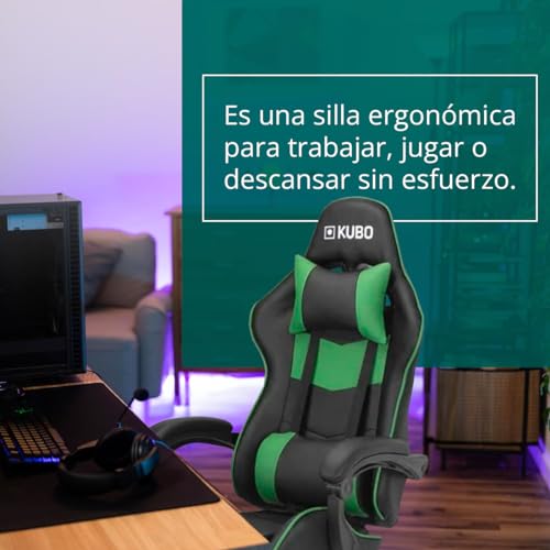 KUBO Silla de Gaming Ergonómica, Verde, One Size