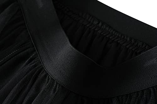 KUKEYIEE Falda de Las Mujeres Tul Tutu Irregular Bajo la Falda en Capas Falda Ballet Prom Party Vestido Plisado A-Line Midi Falda Negro Talla única