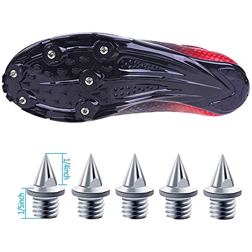 Kulannder 150 Piezas 1/4 Pulgada Reemplazo de Las espigas de Acero de Spikes Track con una Llave de Spike de 2 Piezas y una Caja de Almacenamiento para Sprint Track Cross Country, Forma Piramidal