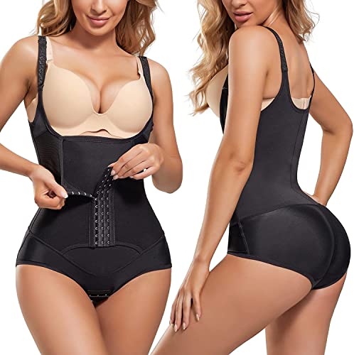 KUMAYES Bodies Moldeadores para Mujer Faja Reductora Body Reductor Corsé Underbust Lencería fajas colombianas Shapewear Bodysuit (M, Negro)