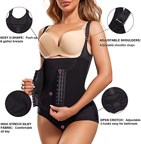 KUMAYES Bodies Moldeadores para Mujer Faja Reductora Body Reductor Corsé Underbust Lencería fajas colombianas Shapewear Bodysuit (M, Negro)