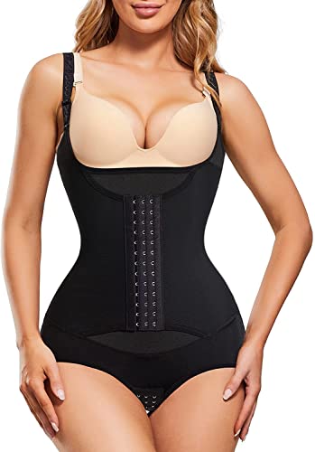 KUMAYES Bodies Moldeadores para Mujer Faja Reductora Body Reductor Corsé Underbust Lencería fajas colombianas Shapewear Bodysuit (M, Negro)